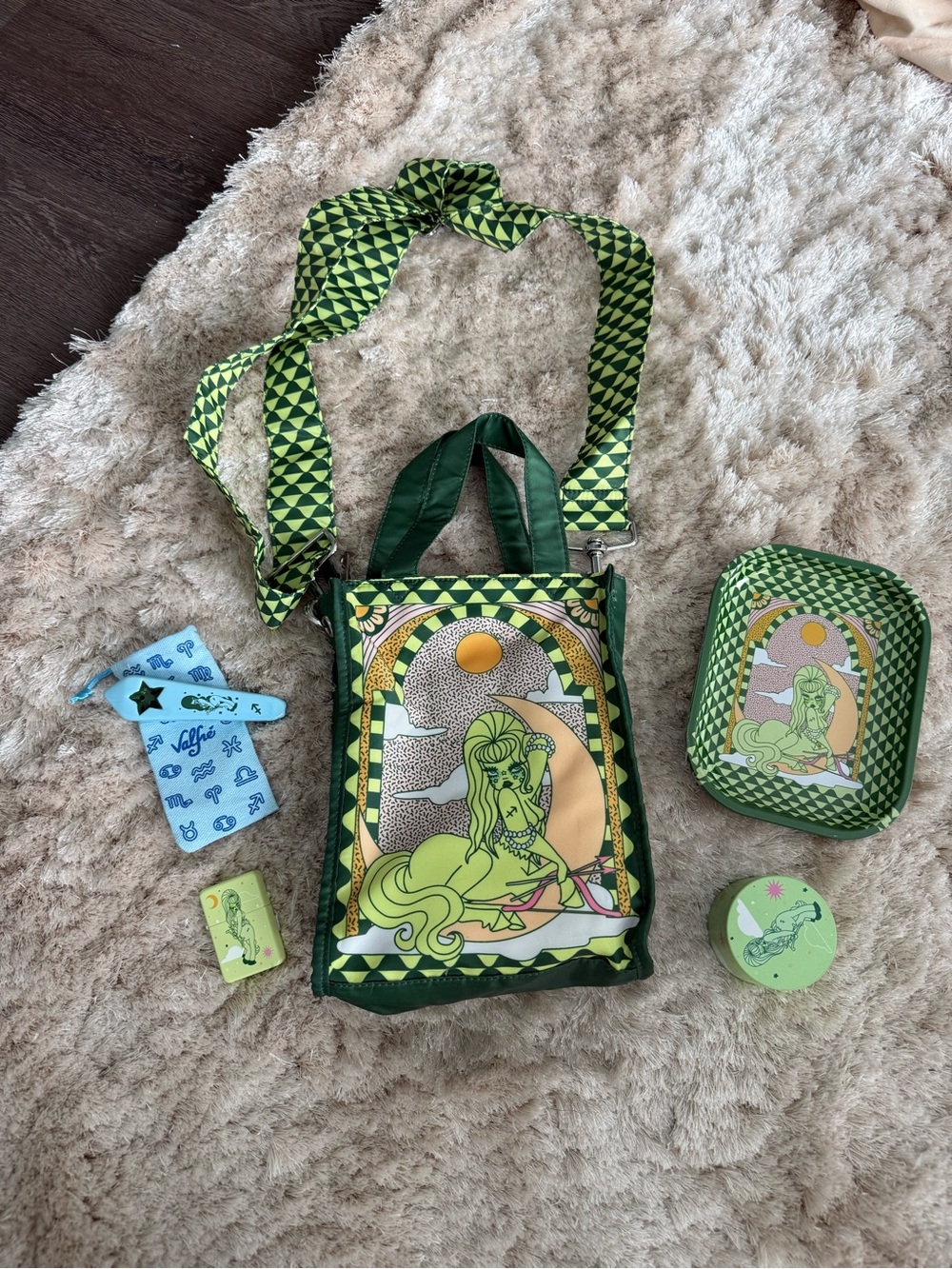 Valfre  Zodiac Green Crossbody Bag with Matching Accessories